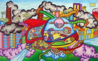 房子科技创意画 科技画参赛获奖作品素材